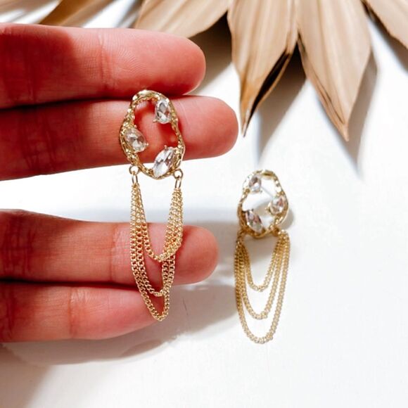 Rhinestone decor earrings S531 - Picture 4 of 4